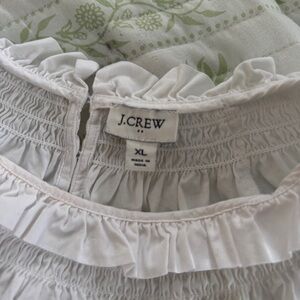 J. Crew White Ruffled Top XL